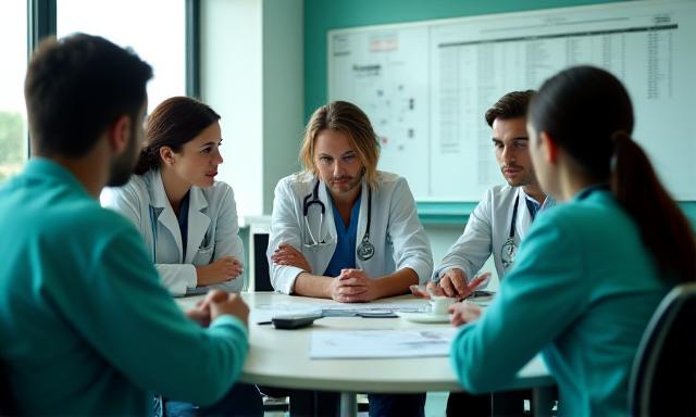 医療専門家が会議で協力している様子